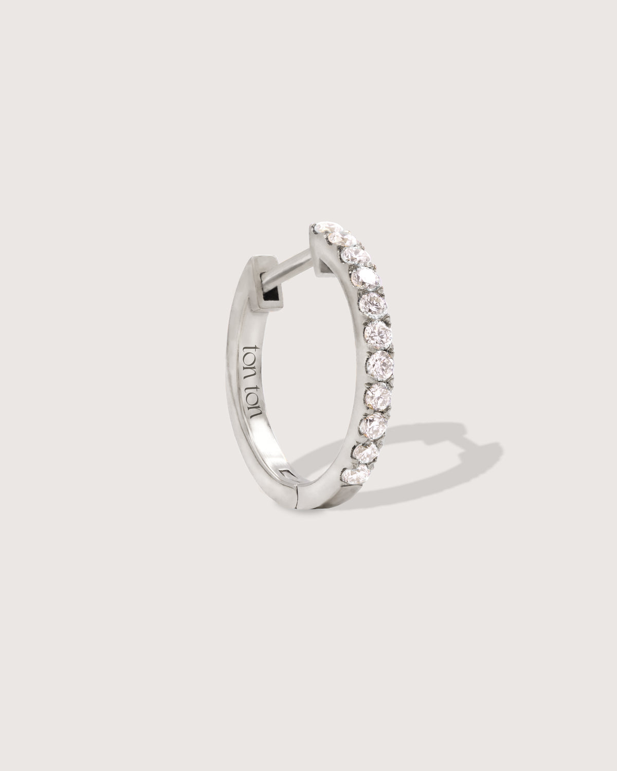 The Diamond Hoop earrings in 14K recycled white gold with lab-grown diamonds – TON TON